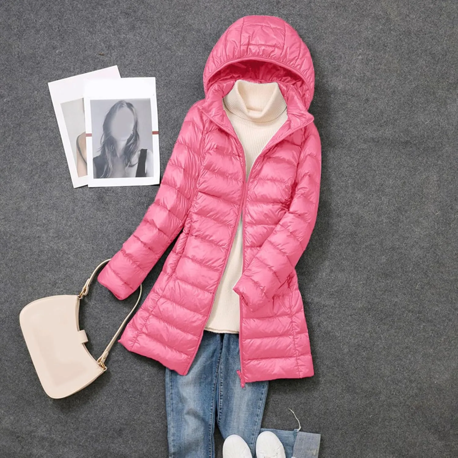 Long Puffer Jackets for Women Winter Warm Down Jackets Lightweight Removable Hood Thickened Puffer Quilted Coats