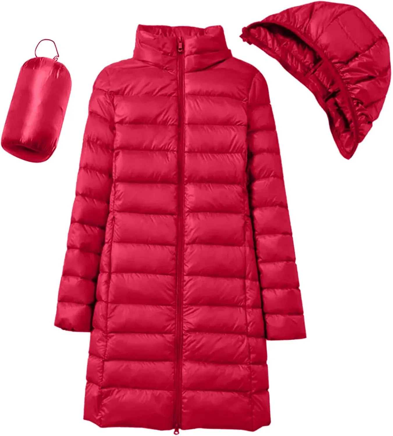 Long Puffer Jackets for Women Winter Warm Down Jackets Lightweight Removable Hood Thickened Puffer Quilted Coats