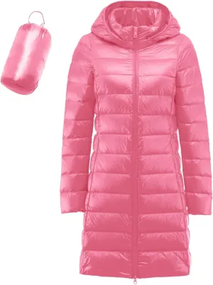 Long Puffer Jackets for Women Winter Warm Down Jackets Lightweight Removable Hood Thickened Puffer Quilted Coats