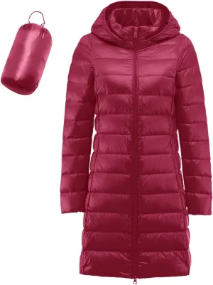 Long Puffer Jackets for Women Winter Warm Down Jackets Lightweight Removable Hood Thickened Puffer Quilted Coats