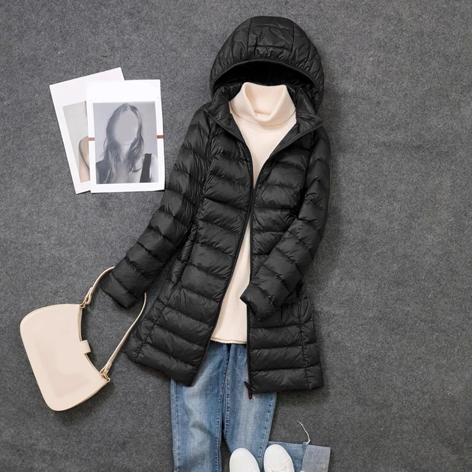 Long Puffer Jackets for Women Winter Warm Down Jackets Lightweight Removable Hood Thickened Puffer Quilted Coats