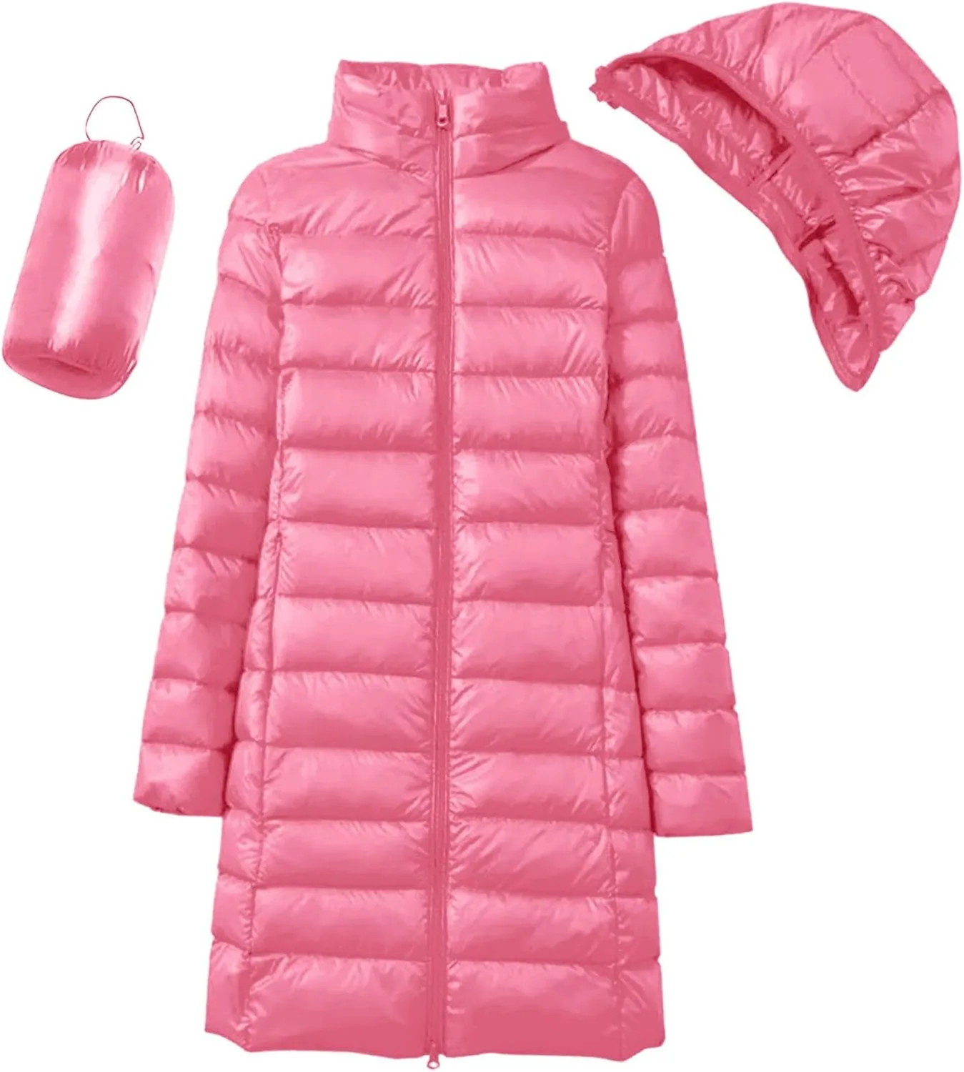 Long Puffer Jackets for Women Winter Warm Down Jackets Lightweight Removable Hood Thickened Puffer Quilted Coats