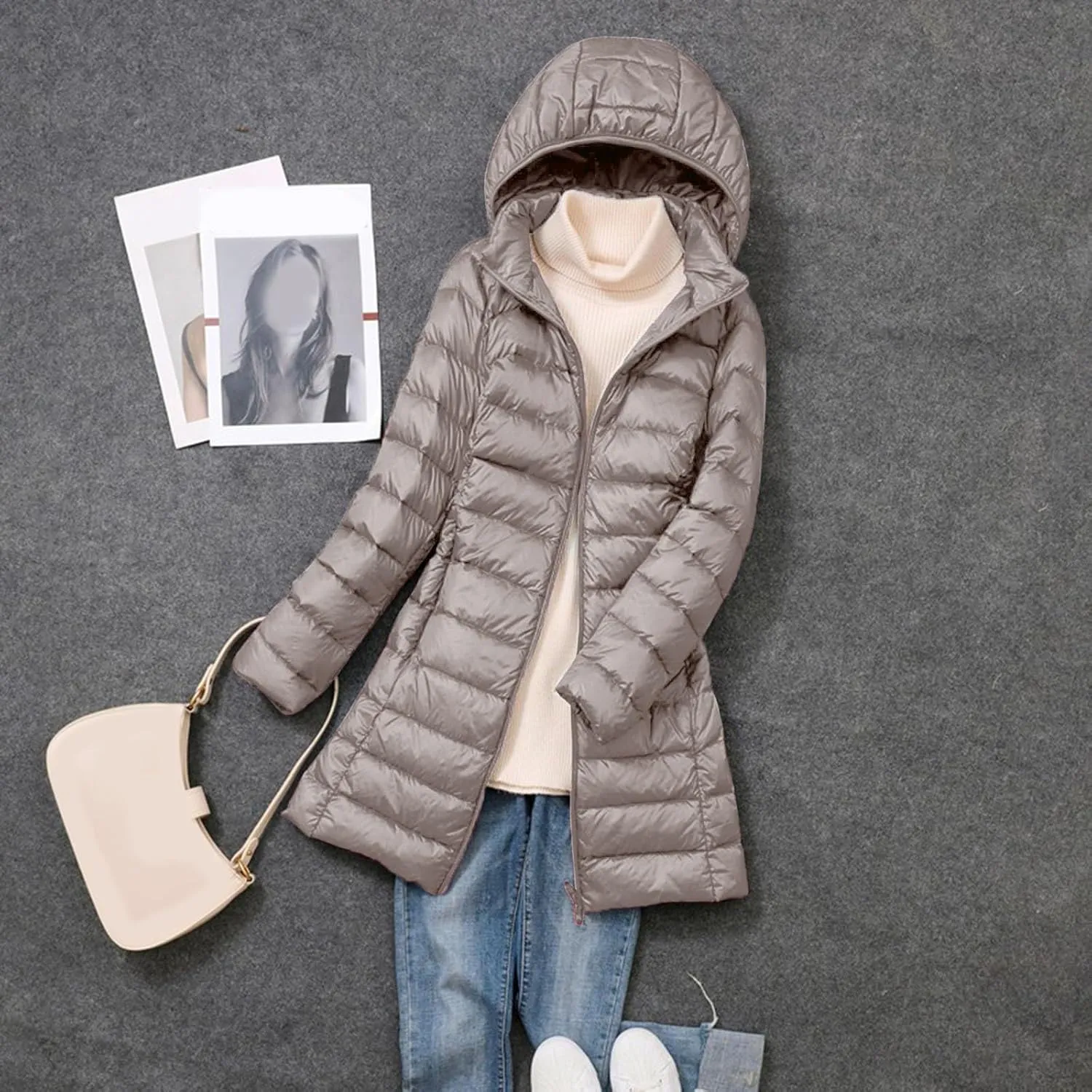 Long Puffer Jackets for Women Winter Warm Down Jackets Lightweight Removable Hood Thickened Puffer Quilted Coats