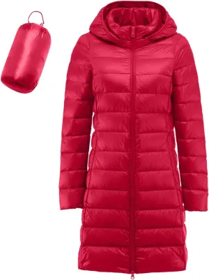 Long Puffer Jackets for Women Winter Warm Down Jackets Lightweight Removable Hood Thickened Puffer Quilted Coats