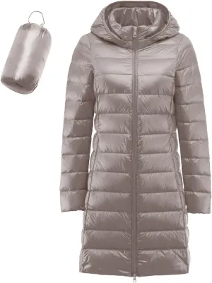 Long Puffer Jackets for Women Winter Warm Down Jackets Lightweight Removable Hood Thickened Puffer Quilted Coats