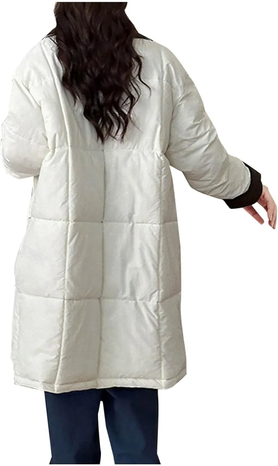 Long Winter Quilted Coats for Women Thicken Padded Down Jackets Chunky Plus Size Parka Puffer Jackets Trench Coat