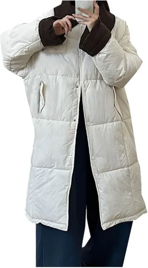 Long Winter Quilted Coats for Women Thicken Padded Down Jackets Chunky Plus Size Parka Puffer Jackets Trench Coat