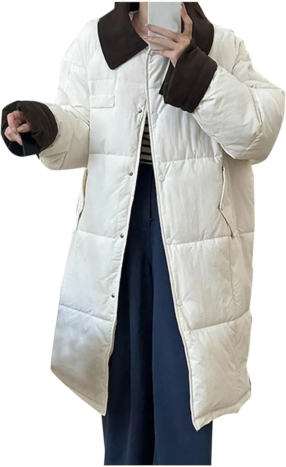 Long Winter Quilted Coats for Women Thicken Padded Down Jackets Chunky Plus Size Parka Puffer Jackets Trench Coat