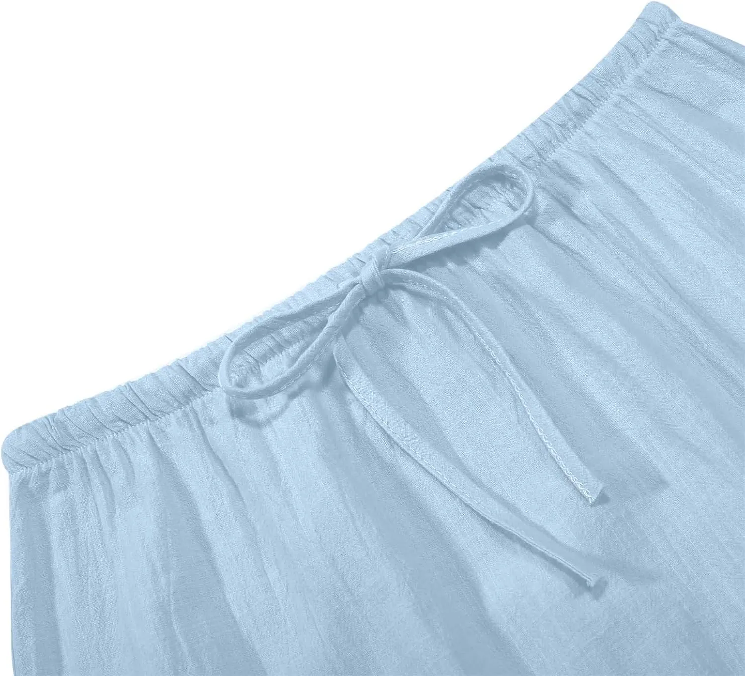 Maxi Skirts for Women Summer Cotton Linen Long Skirts Boho Casual Flowy Skirt Drawstring Waist A Line Skorts Trendy