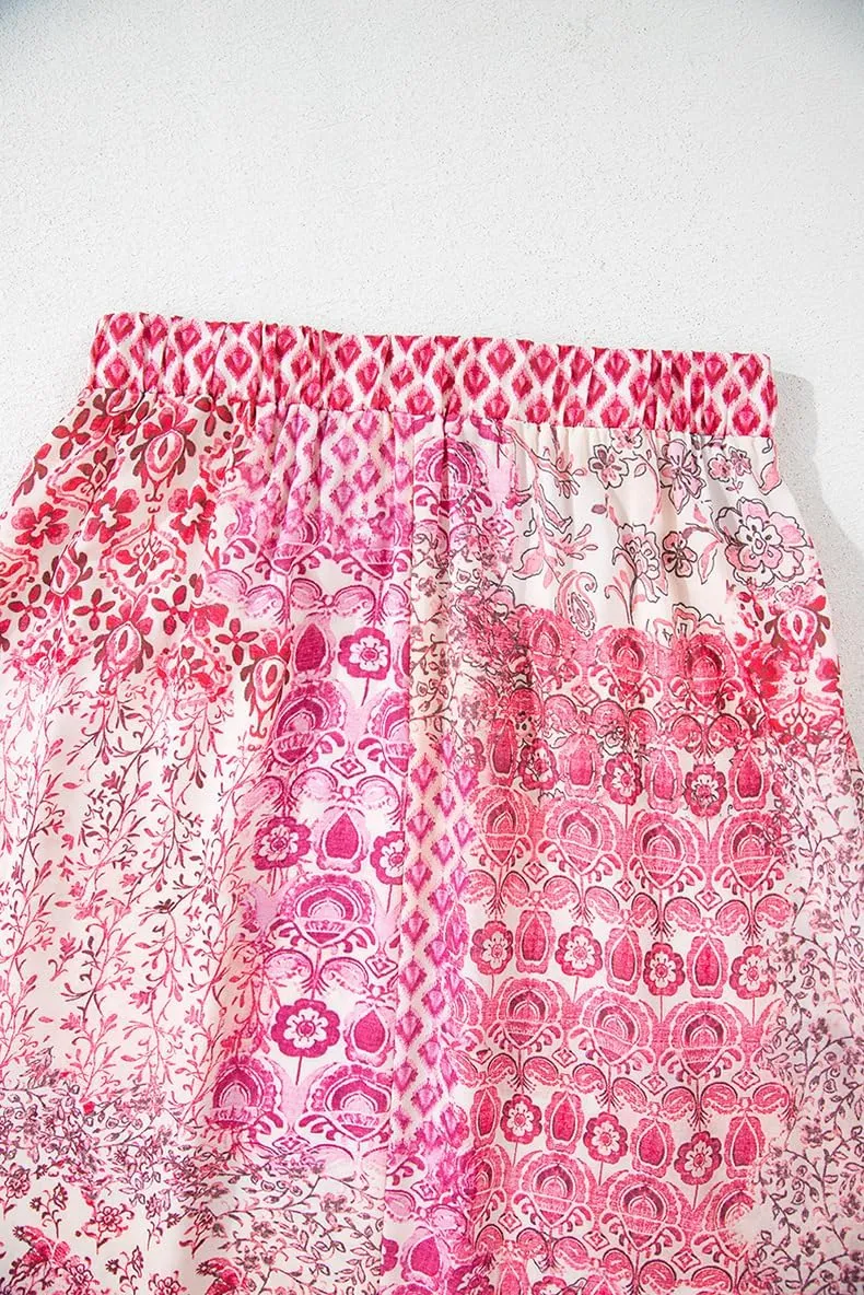 Melliflo Women's Boho Skirt Summer Beach Floral Long Skirt with Ruffles Flowy Elastic High Waisted Skirts for Women 2025