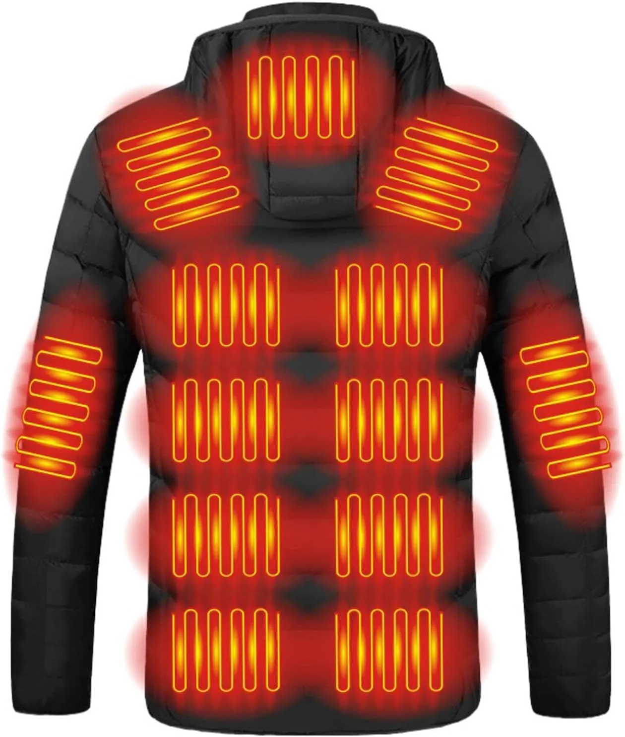 Men Women Heated Coat Hooded Smart Heated Jacket USB Charging Electric Body Warmer Winter Outdoor Adjustable Warm Puffer Coat