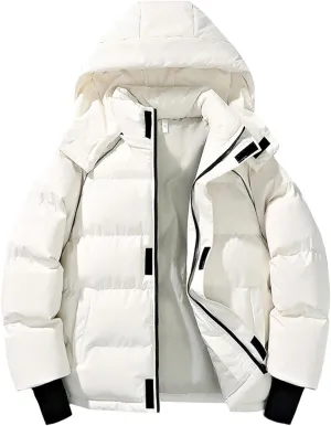 Men Women Hooded Puffer Jacket Winter Warm Down Coats Insulated Quilted Coat Parkas Unisex Outerwear with Pockets