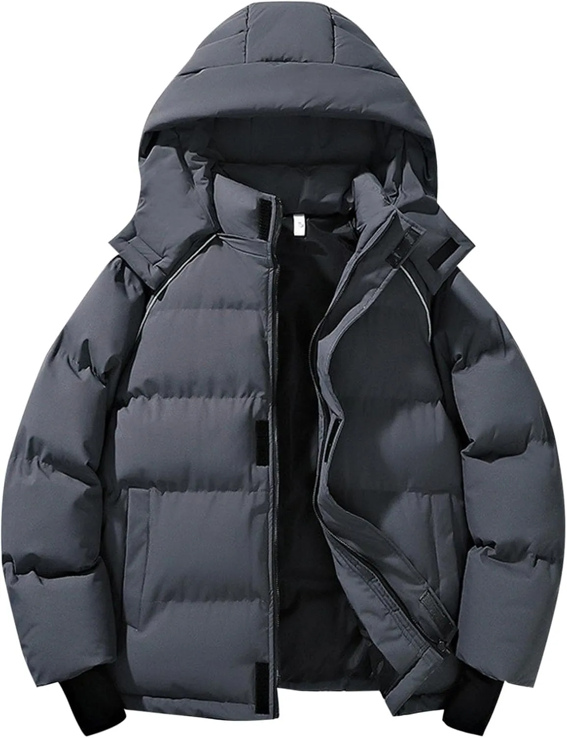 Men Women Hooded Puffer Jacket Winter Warm Down Coats Insulated Quilted Coat Parkas Unisex Outerwear with Pockets