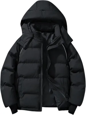 Men Women Hooded Puffer Jacket Winter Warm Down Coats Insulated Quilted Coat Parkas Unisex Outerwear with Pockets