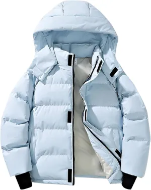 Men Women Hooded Puffer Jacket Winter Warm Down Coats Insulated Quilted Coat Parkas Unisex Outerwear with Pockets
