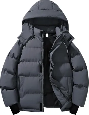 Men Women Hooded Puffer Jacket Winter Warm Down Coats Insulated Quilted Coat Parkas Unisex Outerwear with Pockets