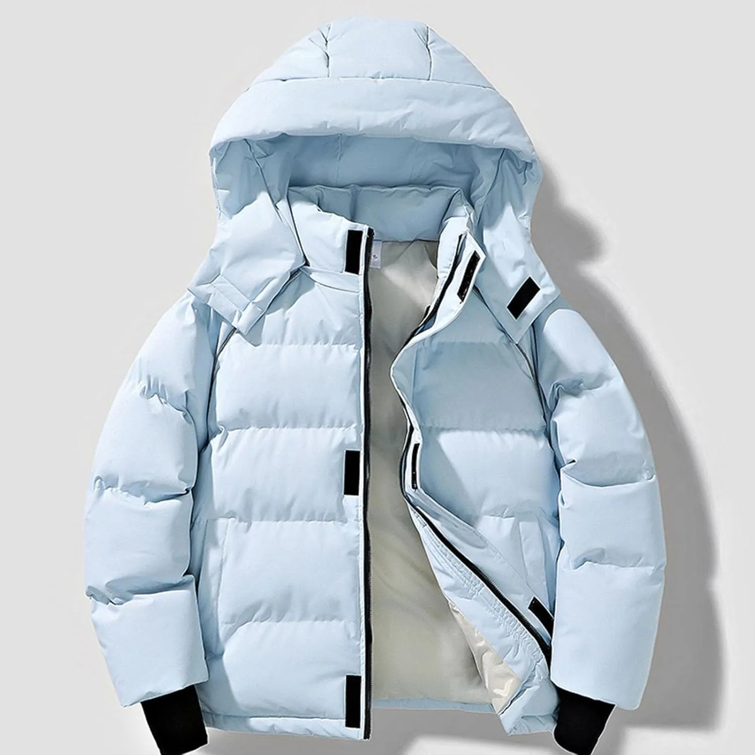 Men Women Hooded Puffer Jacket Winter Warm Down Coats Insulated Quilted Coat Parkas Unisex Outerwear with Pockets