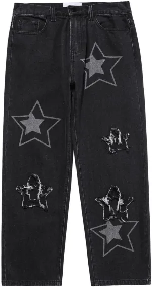 Men's Fashion Brand High Street Sharpened Jeans Wide Leg Trousers Pants Relaxed Fit Jeans Men Stretch Jeans for
