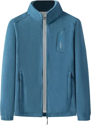 Men's Fleece Jackets Oversized Casual Full Zip Coats Outdoor Sports Hunting Coats with Zipper Pockets Winter Warm Jacket