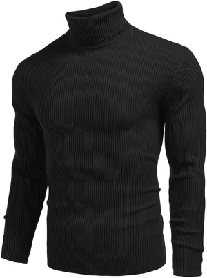 Mens Mock Turtleneck Long Sleeve Solid Color Pullover Lightweight Slim Fit Knitwear Casual Loose Fall Fashion Sweater