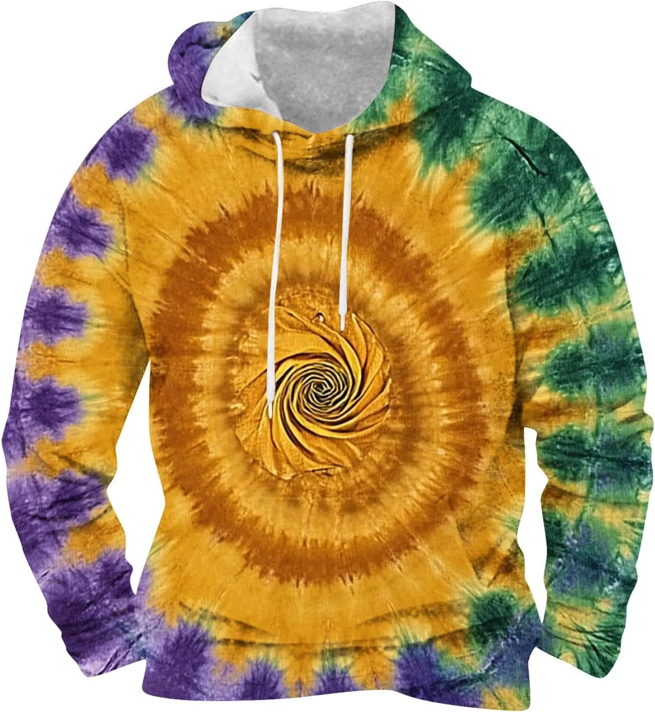 Mens Pullover Long Sleeve Hoodie Sweatshirt Tie-dye Printed Blend Pullover Casual Shirt Hooded Sweatshirt Tops Blouse