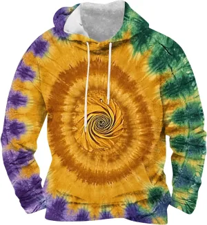 Mens Pullover Long Sleeve Hoodie Sweatshirt Tie-dye Printed Blend Pullover Casual Shirt Hooded Sweatshirt Tops Blouse