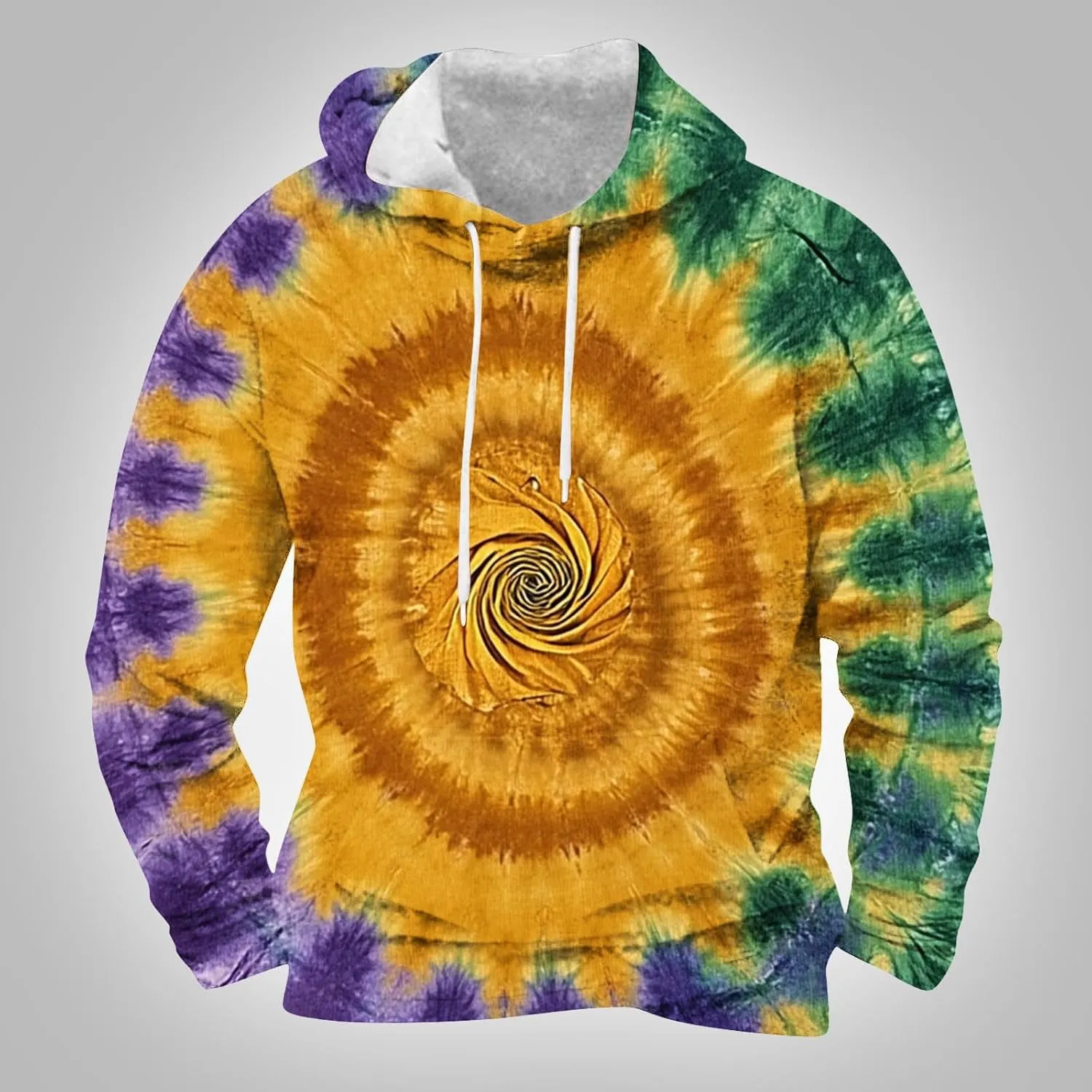 Mens Pullover Long Sleeve Hoodie Sweatshirt Tie-dye Printed Blend Pullover Casual Shirt Hooded Sweatshirt Tops Blouse