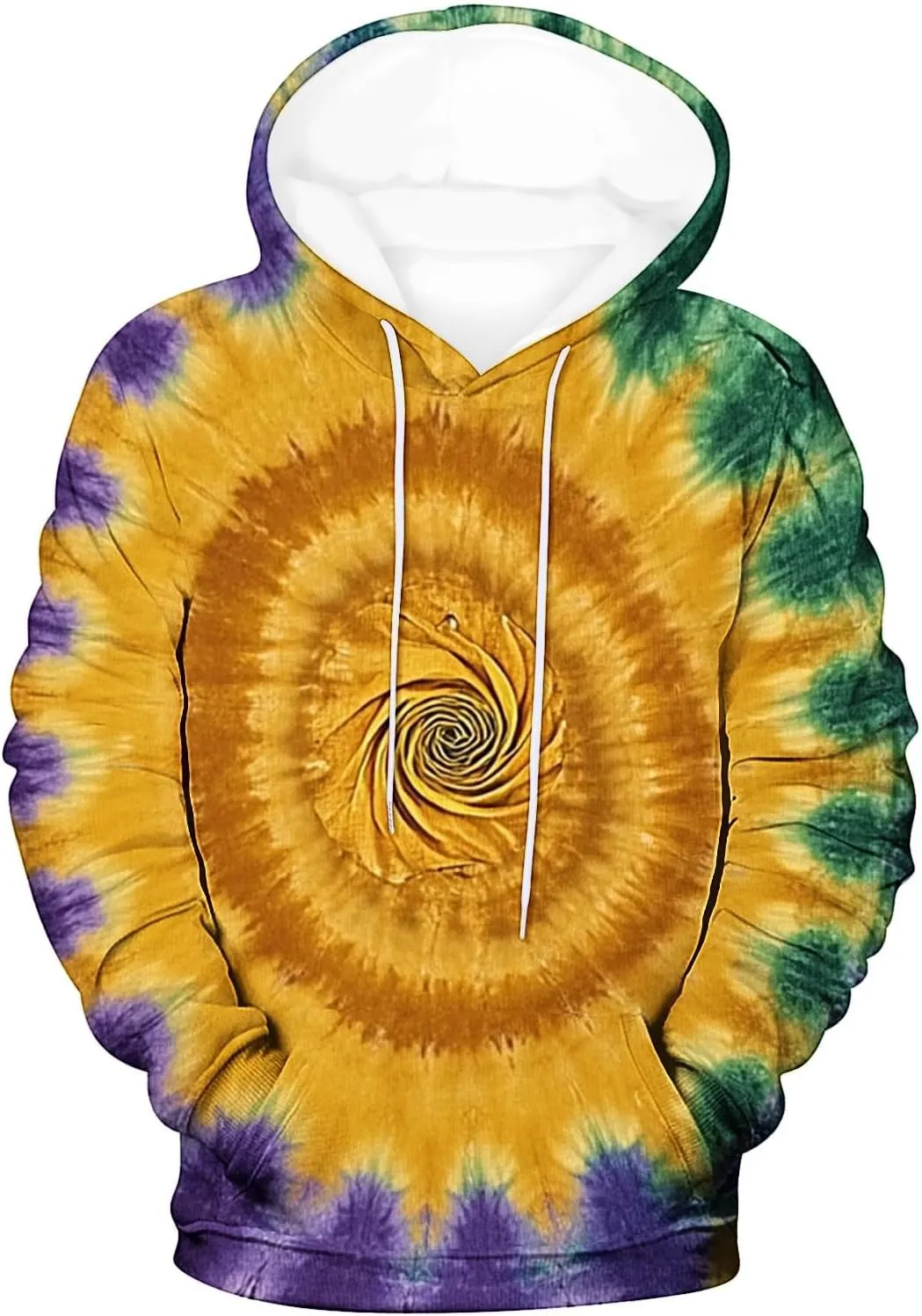 Mens Pullover Long Sleeve Hoodie Sweatshirt Tie-dye Printed Blend Pullover Casual Shirt Hooded Sweatshirt Tops Blouse