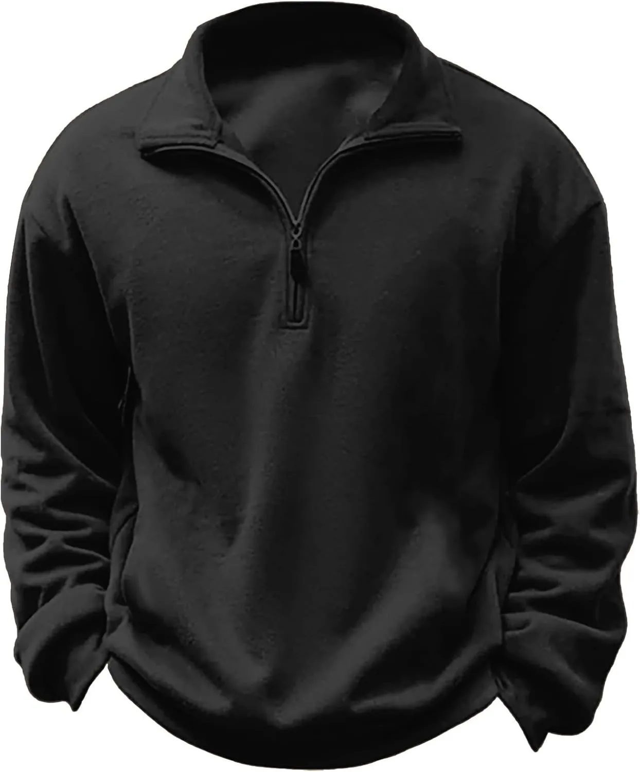 Mens Sweatshirts 1/4 Zipper Stand Collar Long Sleeve Pullover Tops Fall Winter Solid Casual Athletic Sweater Tops