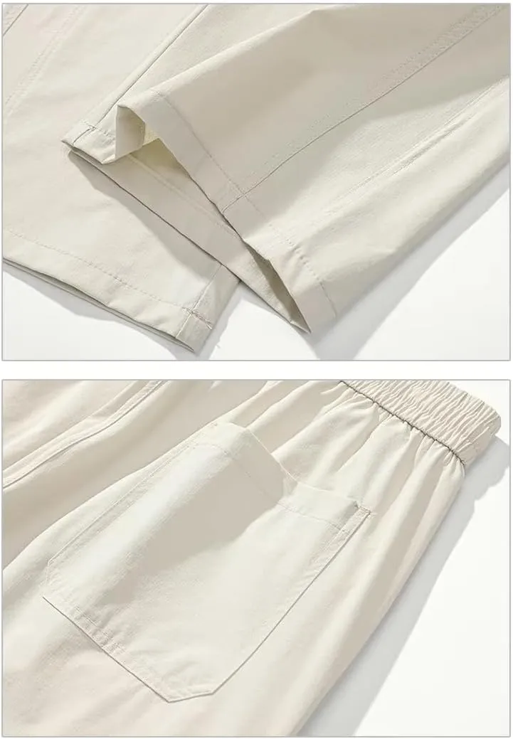 Men's Trouser Summer Thin Wide-Leg Loose Straight Elastic Waist Pants for Men