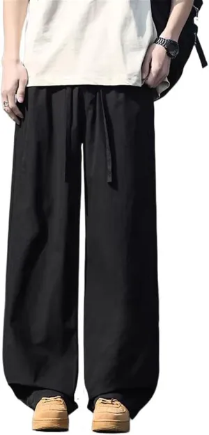 Men's Trouser Summer Thin Wide-Leg Loose Straight Elastic Waist Pants for Men
