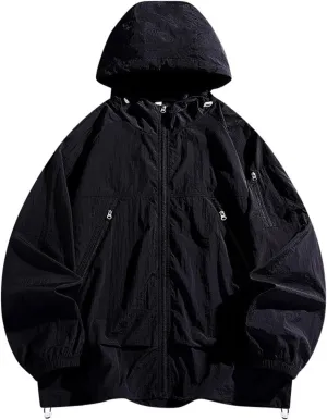 Mens UPF 100  Long Sleeve Jackets 2025 Summer Lightweight Breathable Hoodies Zip Up UV Sun Protection Athletic Shirts