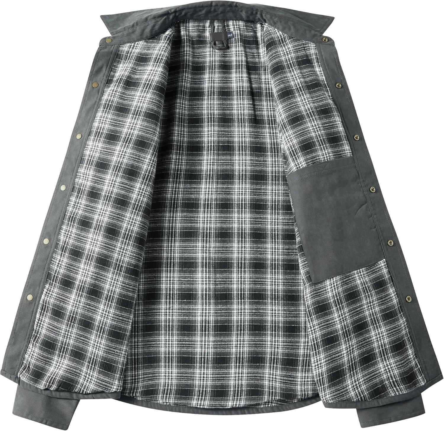 Men's Warm Sherpa Flannel Shirt Long Sleeve Heavy Washed Rugged Cotton Shirt Utility Jacket Plaid Button Up Coats