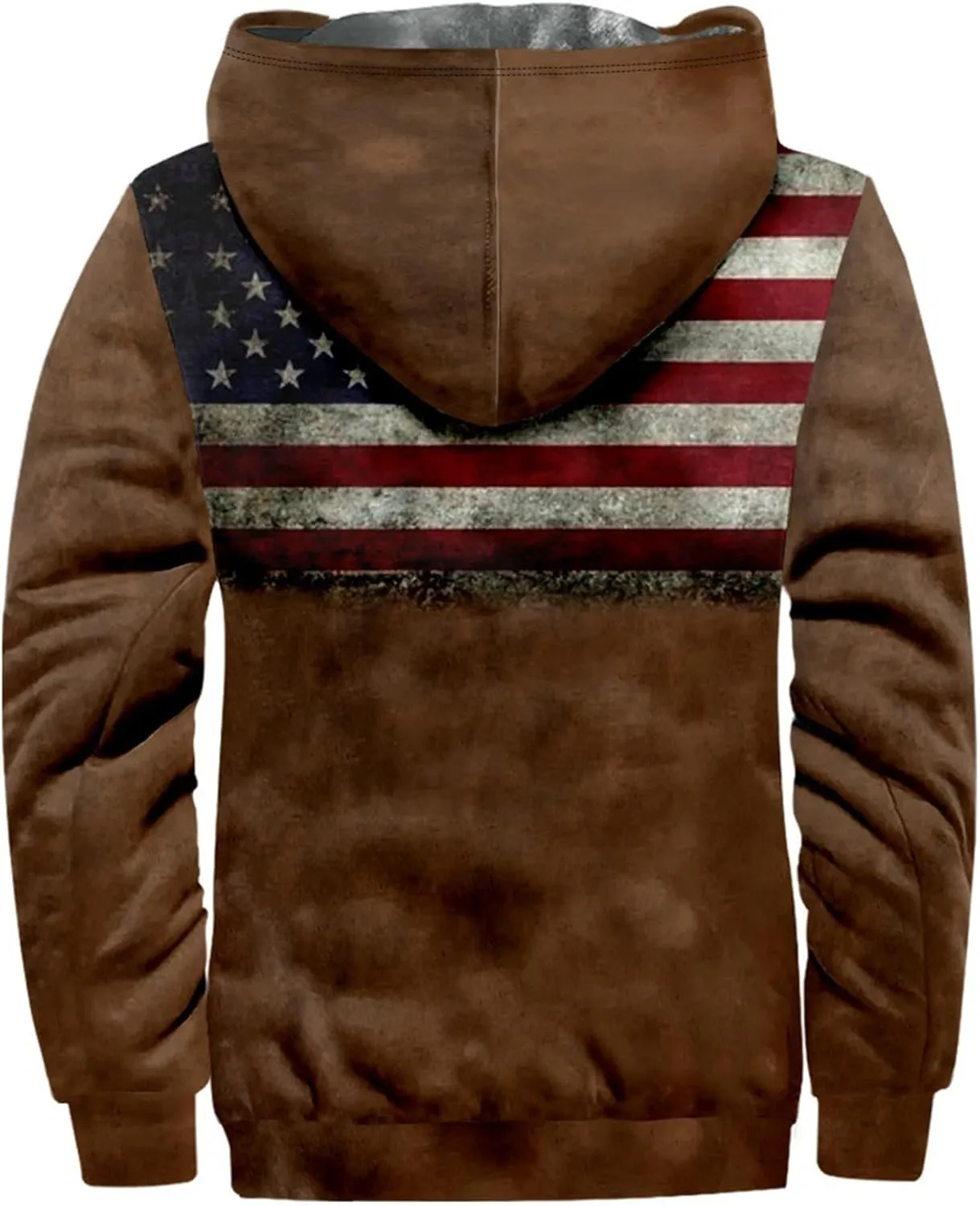 Mens Winter Coats With Hood Fleece Full Zip Coat Warm Heavy Windbreaker Casual Vintage Oversized Jacket