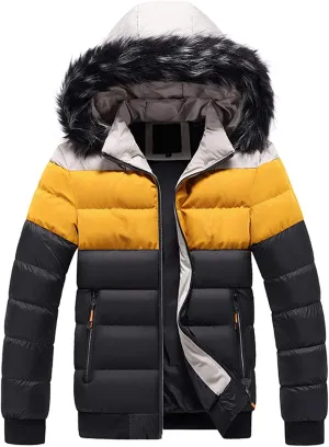 Men's Winter Jacket Hooded Zip Jacket with Pockets Loose Long Sleeve Casual Parkas Daily Activity Wear Outerwear