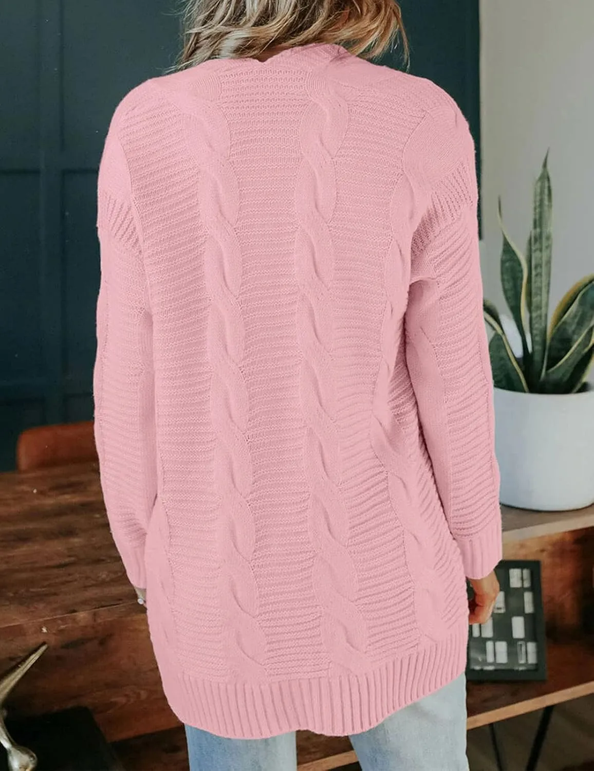 MEROKEETY Women's 2025 Long Sleeve Cable Knit Cardigan Sweaters Open Front Fall Outwear Coat