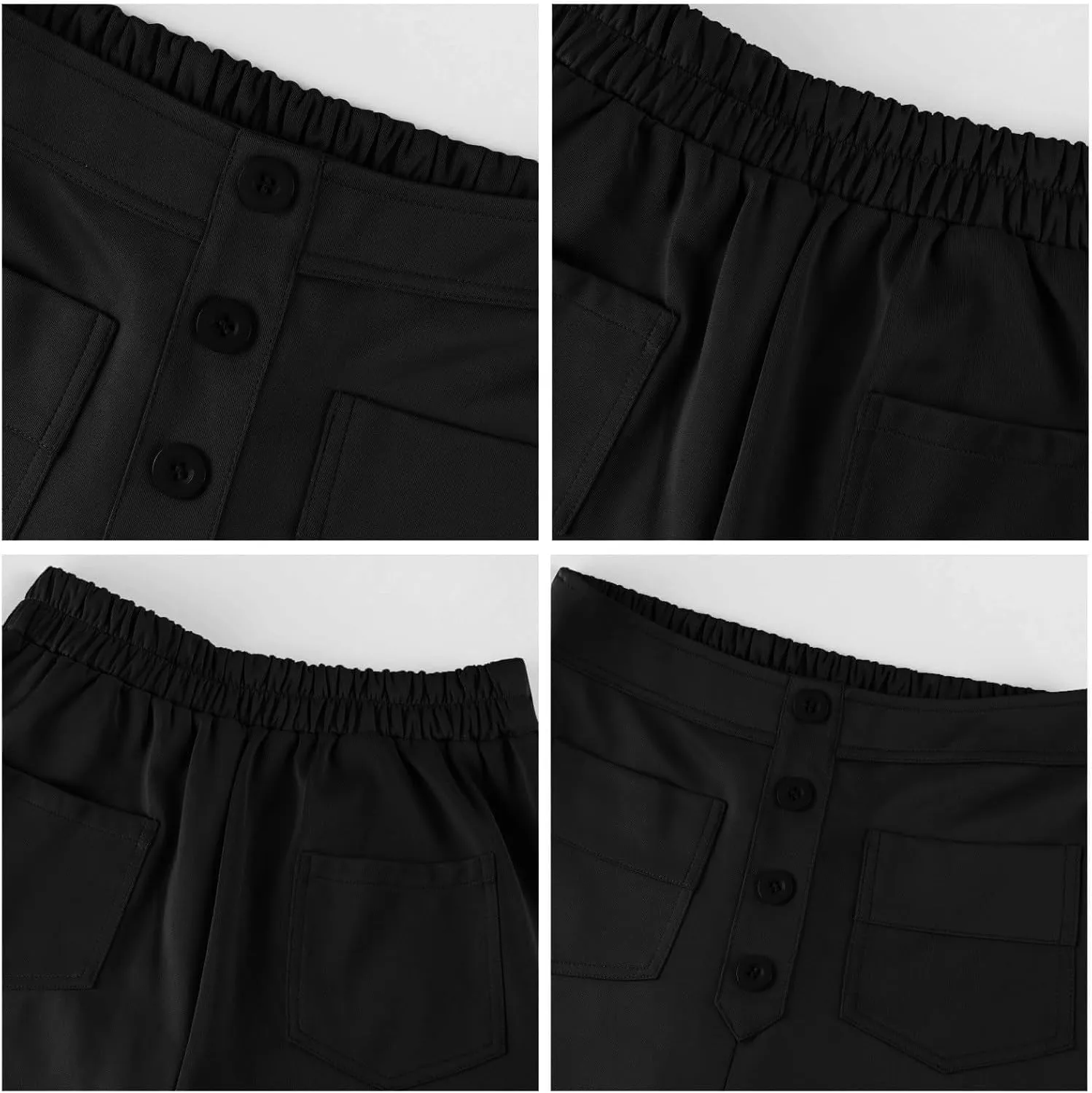 midelxp Casual Straight Leg Pants for Women High Waisted Button Stretchy Business Work Pants Trousers with Multiple Pockets