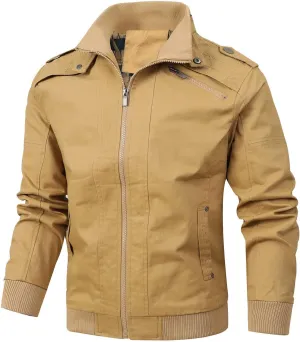 MIDOO Jackets for Men Fashion Casual Casual Solid Color Zipper Pocket Coat Jacket Water Resistant Outdoor Sportswear