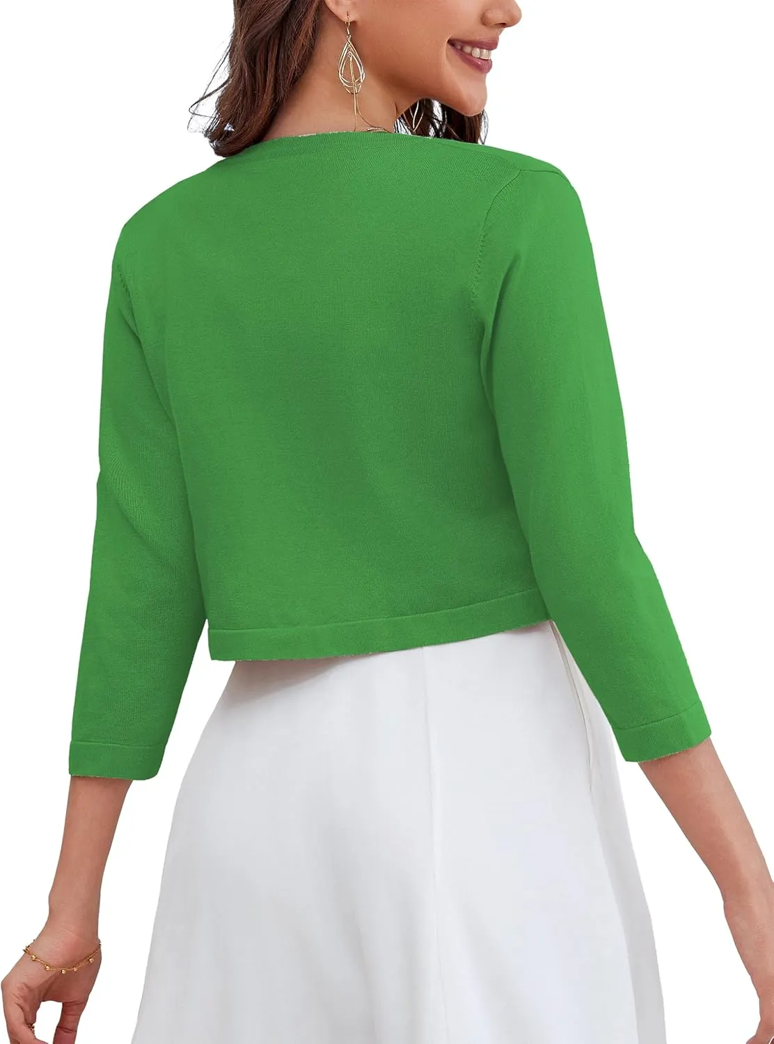 OmicGot Women's 3/4 Sleeve Open Front Knit Cropped Bolero Shrug Cardigan Sweater for Women S-XL