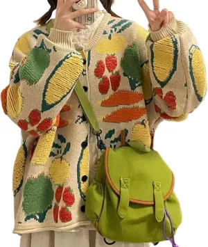 Oversized Flower Cardigan Sweaters Cottagecore Vintage Cute Sweaters Oversized Y2k Floral Sweaters Cardigans