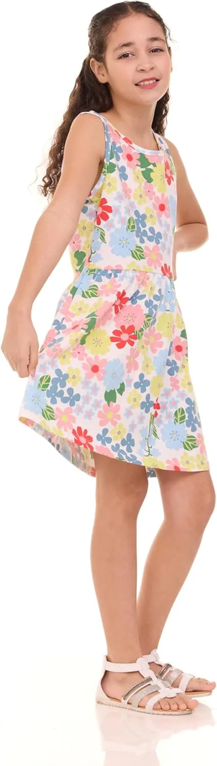 Pink Angel 3-Pack Girls' Dresses, Kids Casual Fit and Flare Sleeveless Summer Dress & School Outfit, 100% Cotton