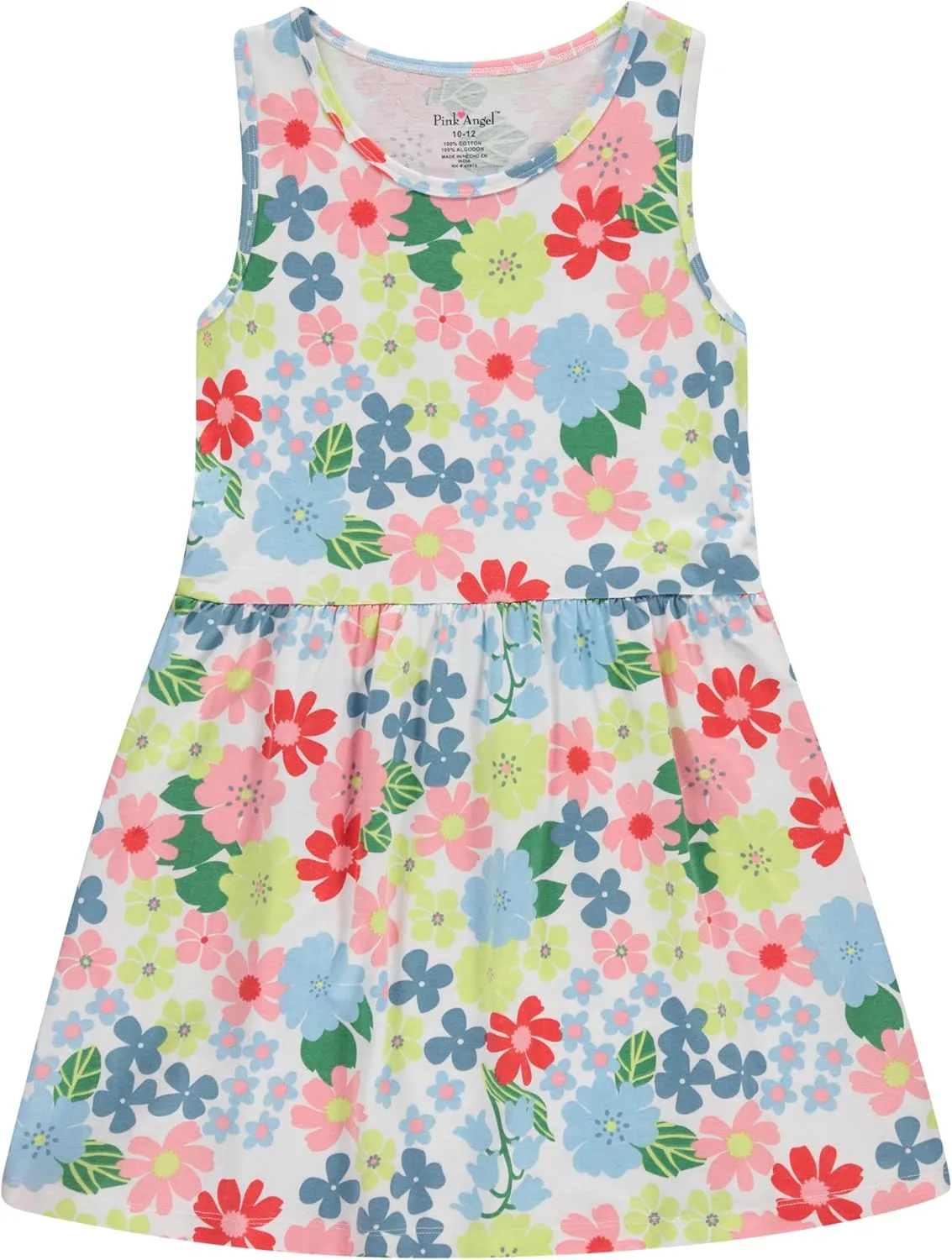 Pink Angel 3-Pack Girls' Dresses, Kids Casual Fit and Flare Sleeveless Summer Dress & School Outfit, 100% Cotton