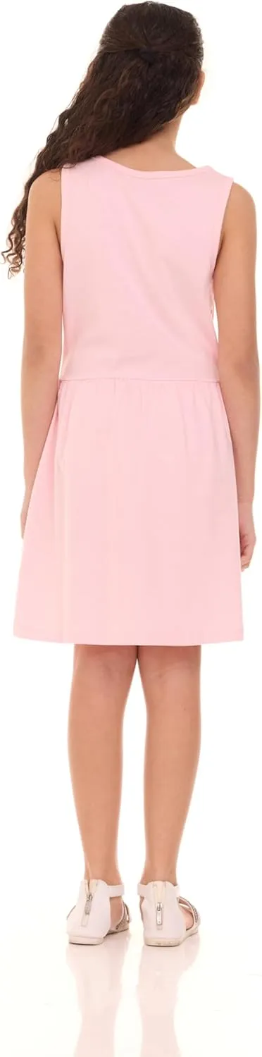 Pink Angel 3-Pack Girls' Dresses, Kids Casual Fit and Flare Sleeveless Summer Dress & School Outfit, 100% Cotton