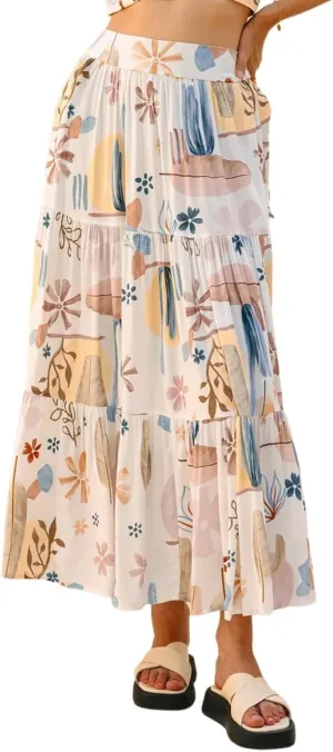 Pleated Skirts for Women,Wrap Drawstring Tiered Flowy Maxi Skirts 2025 Trendy Casual Long Boho Skirt Spring Summer