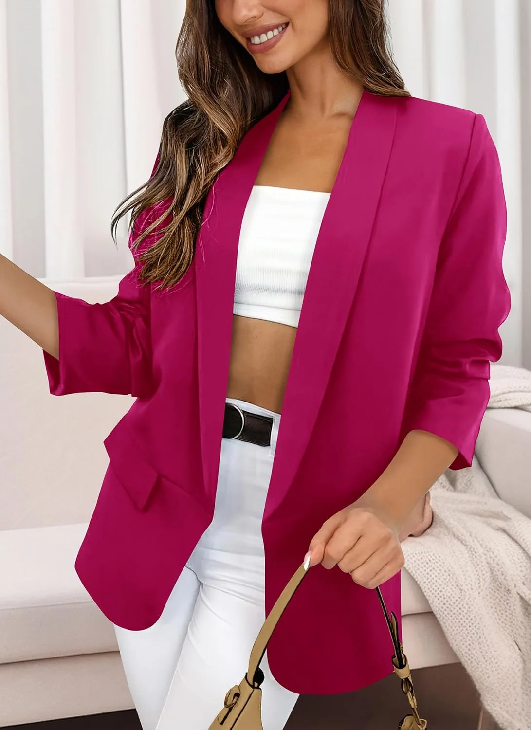 PRETTYGARDEN Womens Casual Blazer 2025 Spring Fall Fashion Long Sleeve Open Front Work Office Suit Jackets