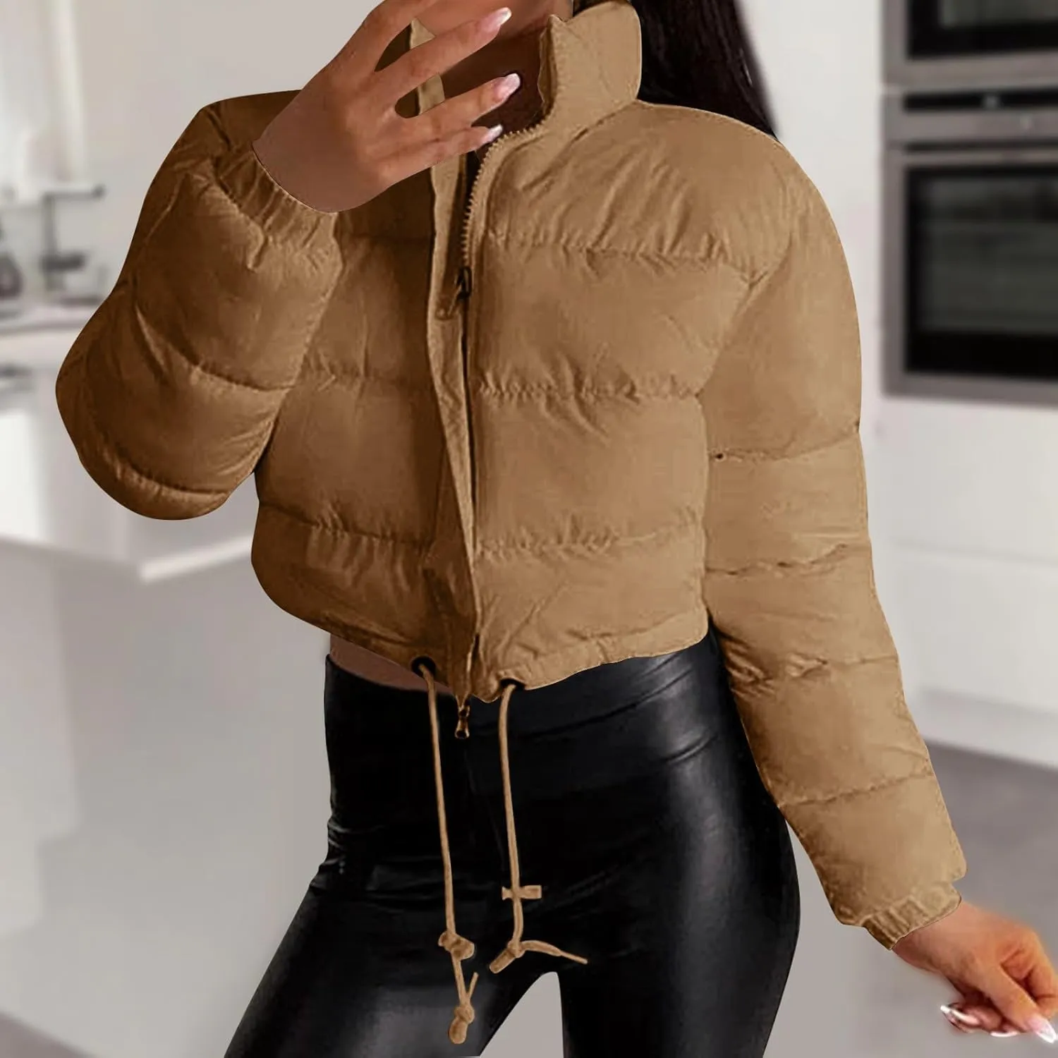 Puffer Jacket Womens Thicken Lightweight Parka Cotton Warm Oversized Fashion Casual Coat 2025 Outfits with Pockets