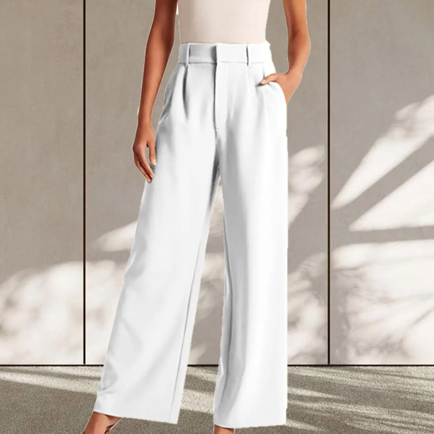 Qeaghou Womens Trousers Dress Pants 2024 High Waisted Wide Leg Pants Palazzo Work Tailored Pants Business Casual Slacks Pants