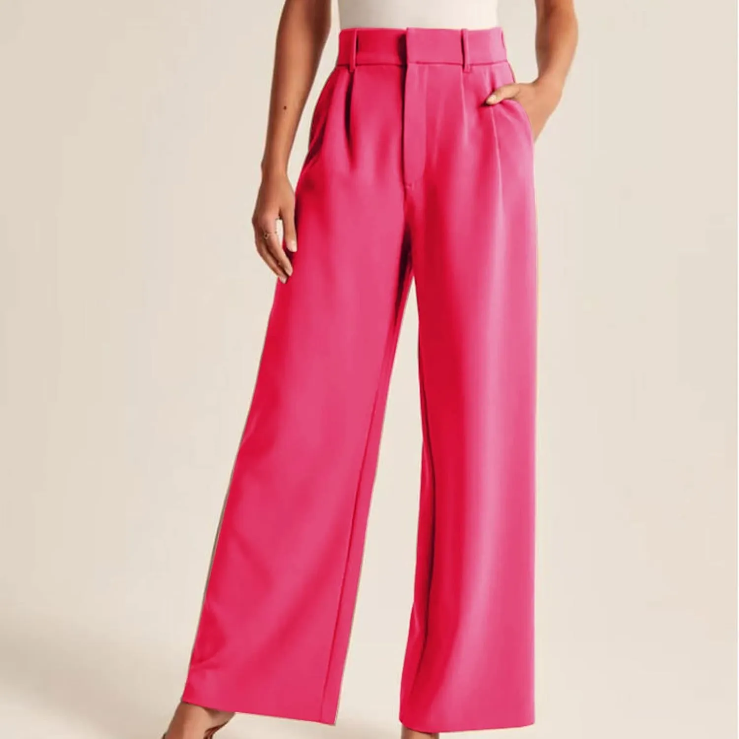 Qeaghou Womens Trousers Dress Pants 2024 High Waisted Wide Leg Pants Palazzo Work Tailored Pants Business Casual Slacks Pants