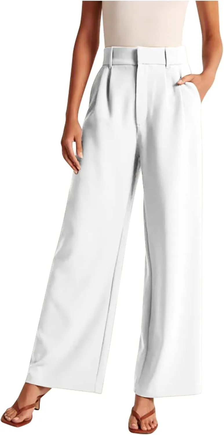 Qeaghou Womens Trousers Dress Pants 2024 High Waisted Wide Leg Pants Palazzo Work Tailored Pants Business Casual Slacks Pants