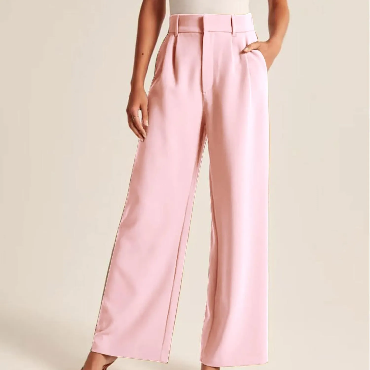 Qeaghou Womens Trousers Dress Pants 2024 High Waisted Wide Leg Pants Palazzo Work Tailored Pants Business Casual Slacks Pants